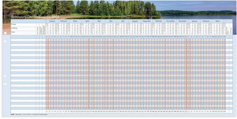 Väggkalender 2025 Semesterplan/Årsprojekt 5/fp